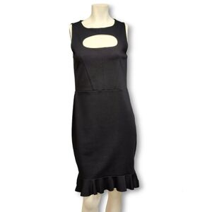 M MISSONI Sleeveless Dress Ruffle Hem Oval Chest Cutout Black 32" Chest NO SIZE